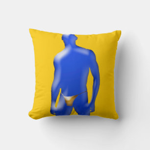 Blue Man Orange Underwear Pillow