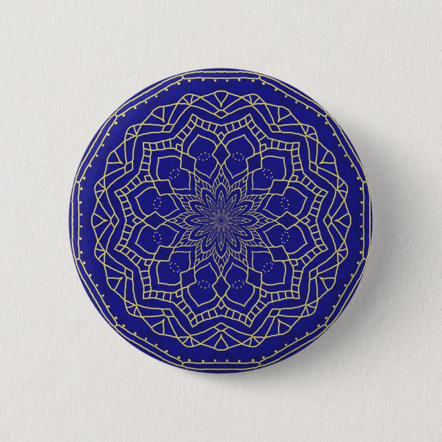 Blue Mandala 6 Cm Round Badge (Front)