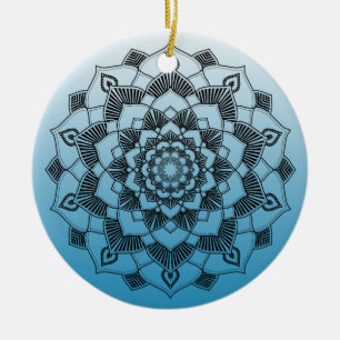 Blue Mandala Abstract Beautiful Christmas Ceramic Tree Decoration