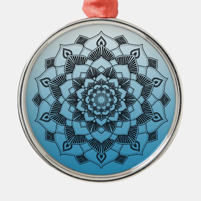 Blue Mandala Abstract Beautiful Christmas Metal Tree Decoration (Front)