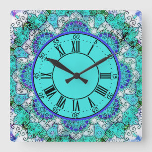 Blue mandala Acrylic Wall Clock