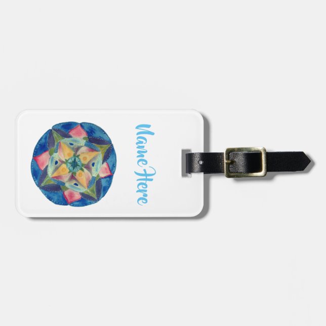 Blue mandala art custom Luggae Tags (Front Horizontal)