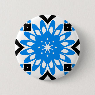 Blue mandala art flower button