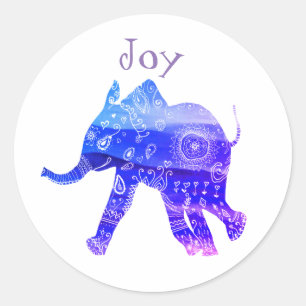 Blue Mandala Baby Elephant Joy  Sticker