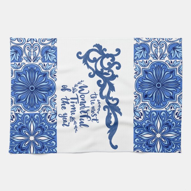 Blue Mandala Bath Towel Set  (Horizontal)