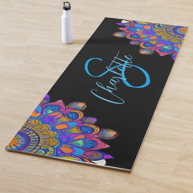 Blue Mandala Boho Monogram Yoga Mat (In Situ)