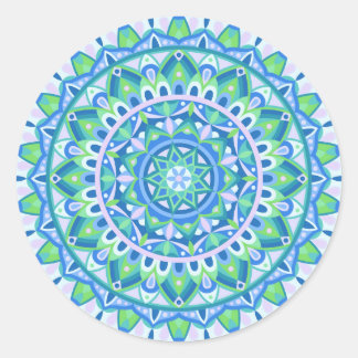 Blue Mandala Boho Spiritual Geometric Aesthetic Classic Round Sticker