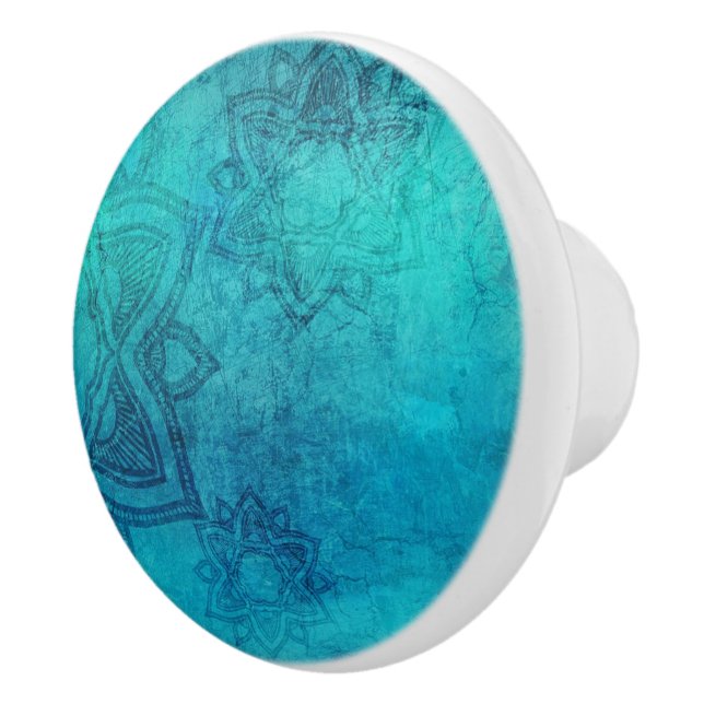 Blue Mandala Ceramic Knob (Right)