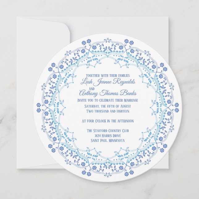 Blue Mandala Circle Invitation (Front)