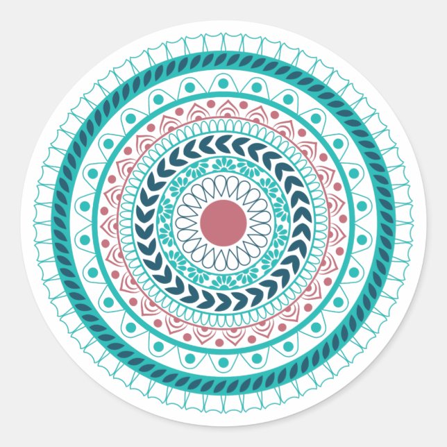 Blue Mandala Classic Round Sticker (Front)