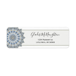 Blue Mandala Custom Name Address Label