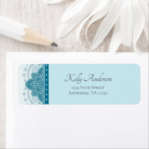 Blue Mandala Design   Custom Return Address