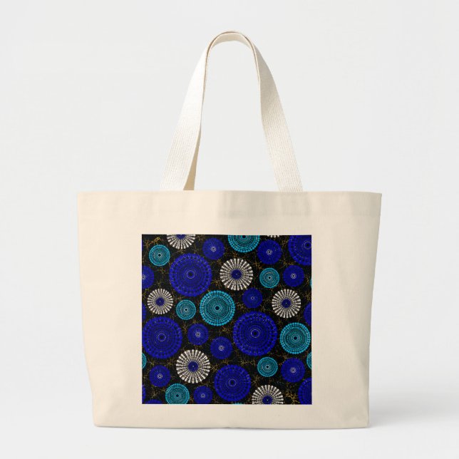 Blue Mandala Geometric Pattern Tote Bag (Front)