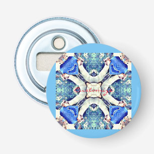 Blue mandala hearts pattern Thunder_Cove Bottle Opener