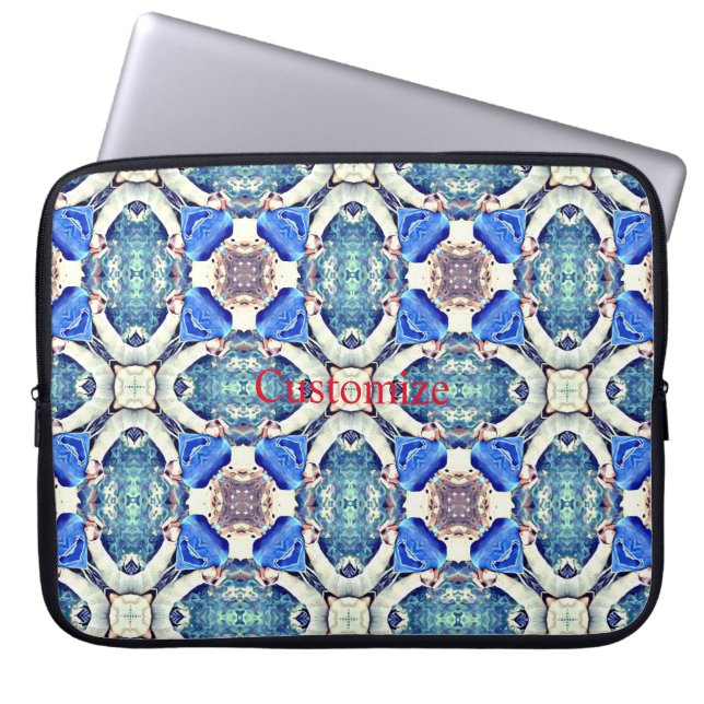 Blue mandala hearts pattern Thunder_Cove  Laptop Sleeve (Front)