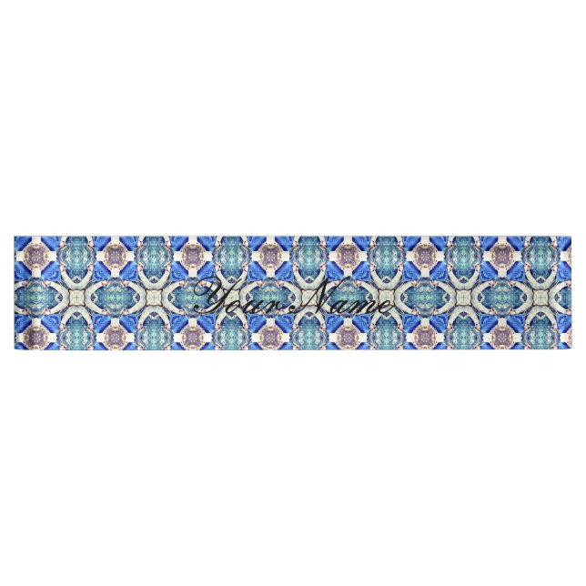 Blue mandala hearts pattern Thunder_Cove Nameplate (Front)