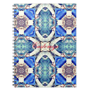 Blue mandala hearts pattern Thunder_Cove Notebook