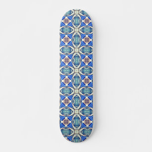Blue mandala hearts pattern Thunder_Cove Skateboard