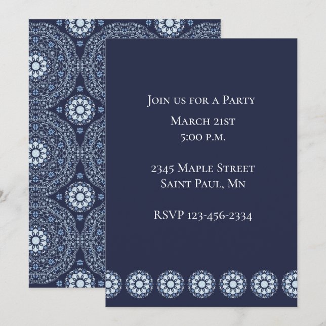 Blue Mandala Invitation (Front/Back)