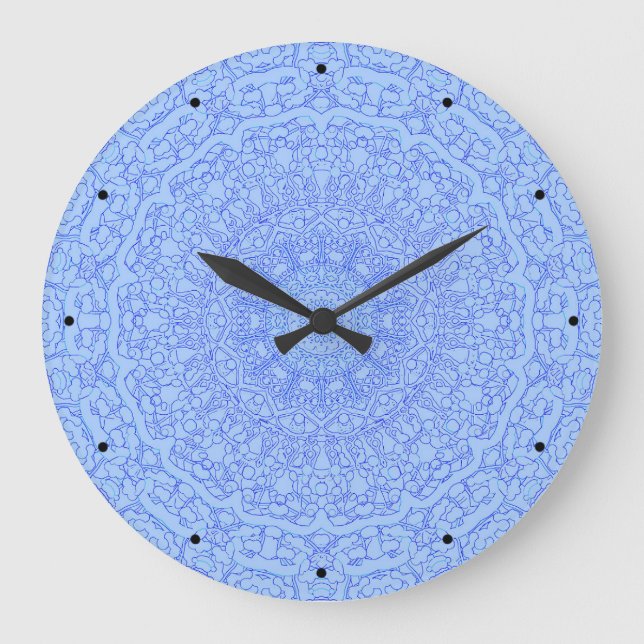 Blue mandala large clock (Front)