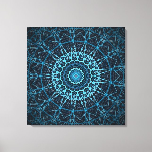 Blue Mandala Net Retro Hippie Trippy Boho Chic Canvas Print (Front)