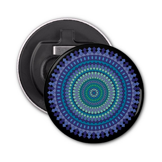 Blue Mandala Party Favour Magnetic Bottle Opener (Front)