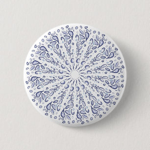 Blue mandala pattern 6 cm round badge