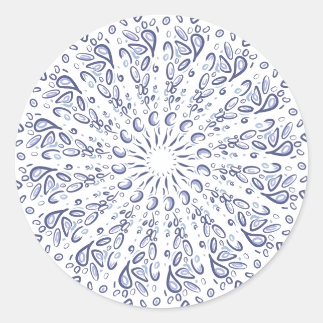 Blue mandala pattern classic round sticker (Front)