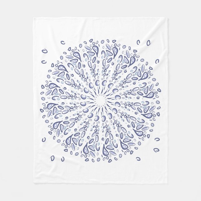 Blue mandala pattern fleece blanket (Front)