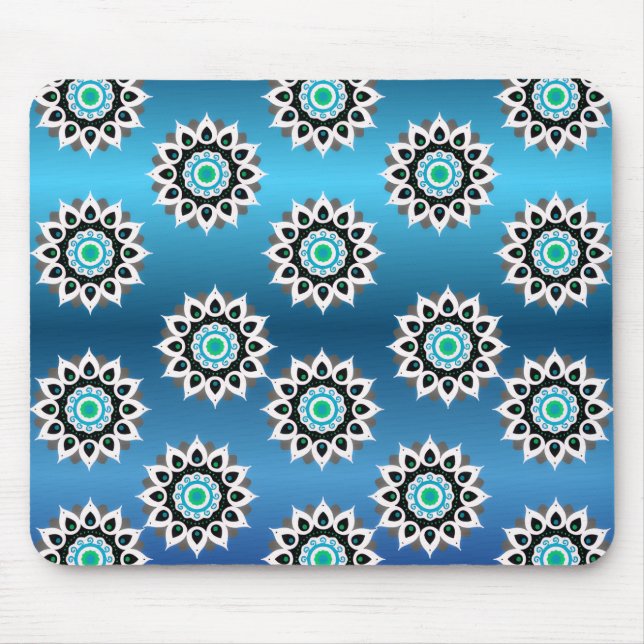 Blue Mandala Pattern Mousepad (Front)