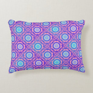 Blue Mandala Pattern Pink Boho Travel and Decorative Cushion