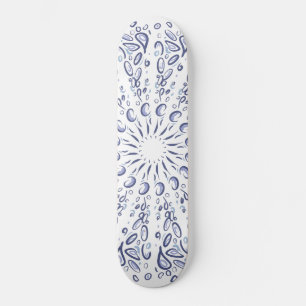 Blue mandala pattern skateboard