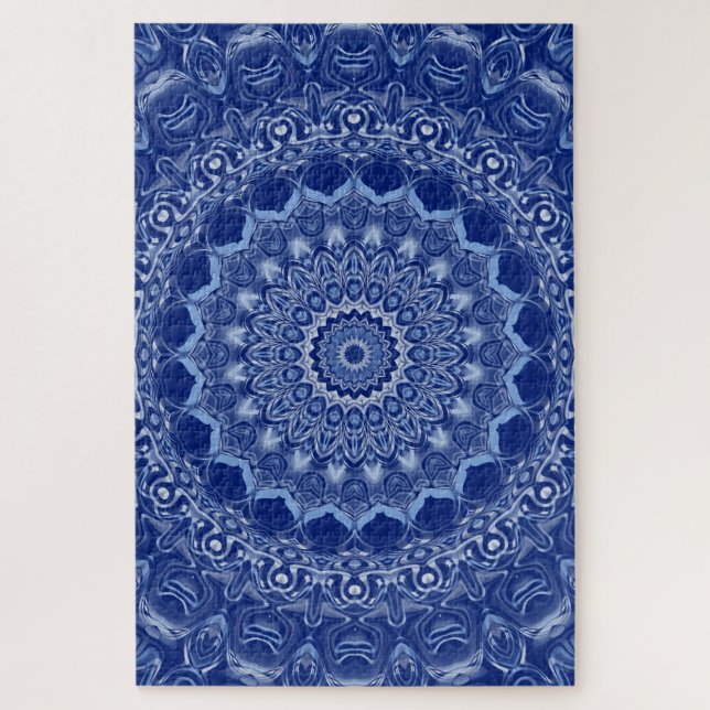 Blue Mandala Pattern with Starburst Symmetry Jigsaw Puzzle (Vertical)