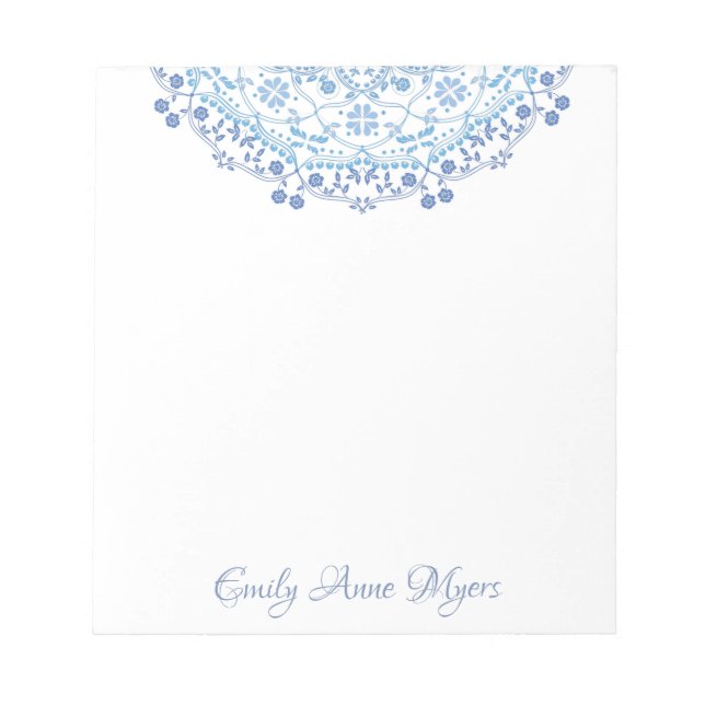 Blue Mandala Personalised Note Pad (Front)