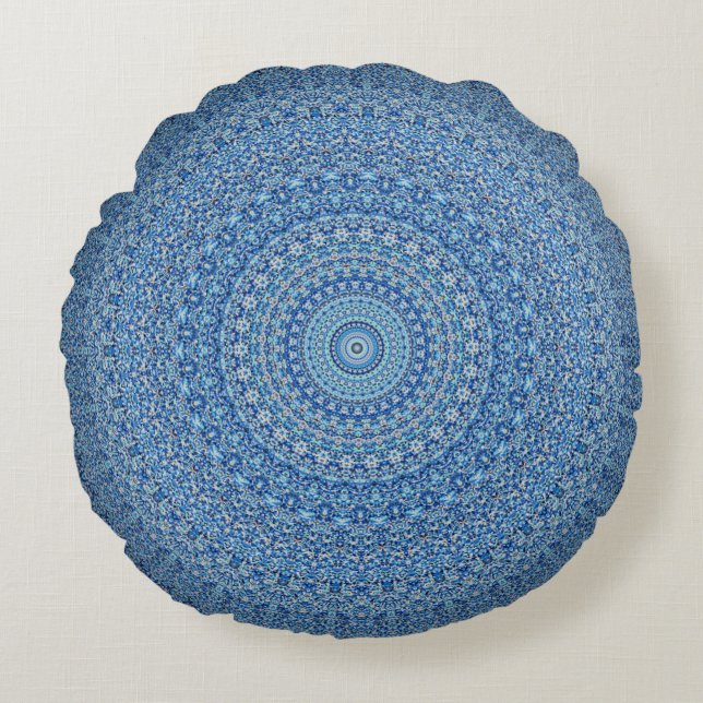 Blue Mandala Round Cushion (Front)