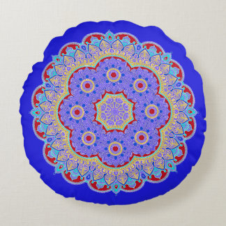 Blue Mandala Round Pillow