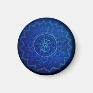 Blue mandala Small, 3.2 Cm Round Magnet