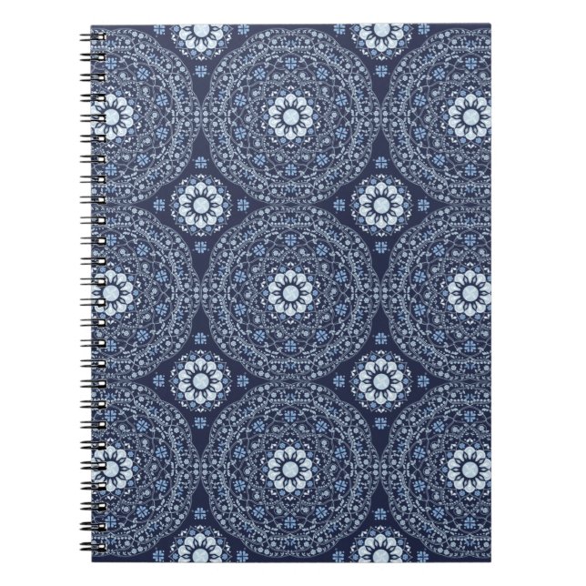 Blue Mandala Spiral Photo Notebook (Front)