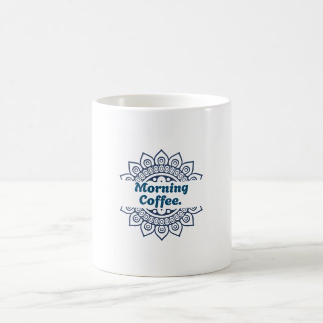 Blue Mandala Split Pattern Morning Coffee Ceramic  Mug (Center)