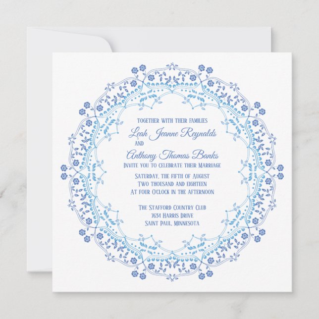 Blue Mandala Square Invitation (Front)