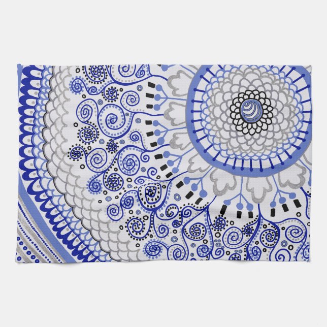 Blue Mandala Tea Towel (Horizontal)