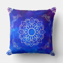 Blue Mandala Throw Pillow
