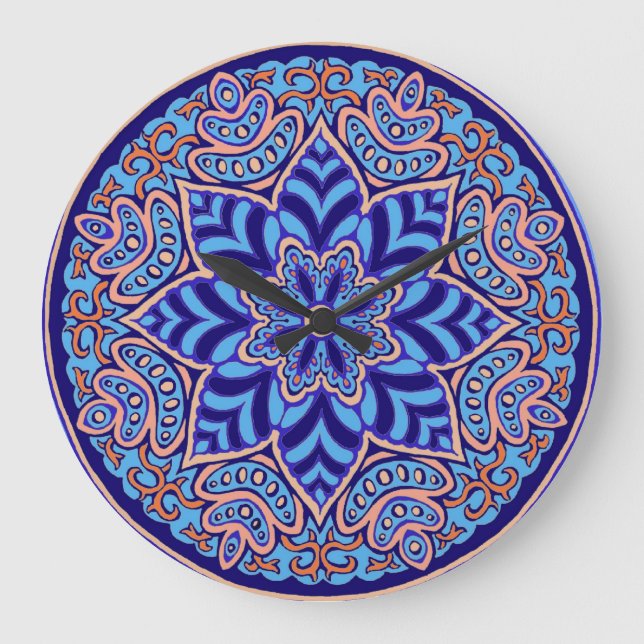 Blue Mandala Wall Clock (Front)