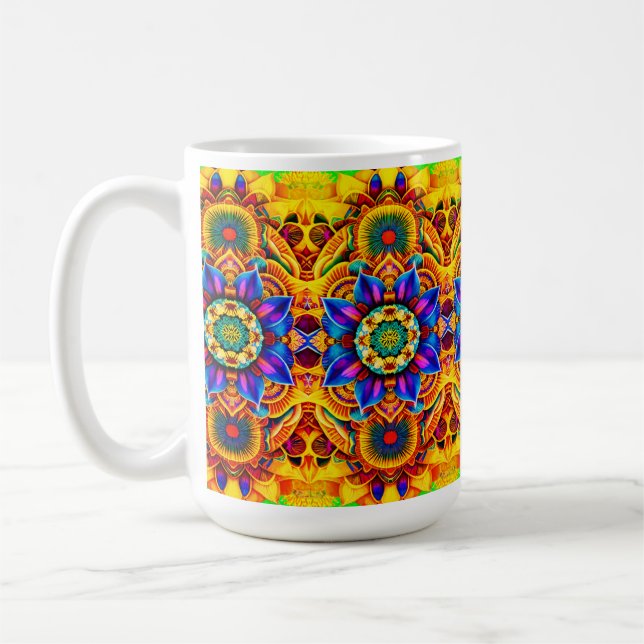 Blue Mandala Water Bottle Coffee Mug (Left)