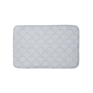 Blue mandala waves pattern on white background bath mat