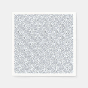 Blue mandala waves pattern on white background napkin