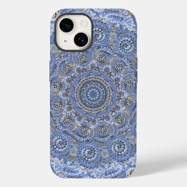Blue Mandala With Beach Sea Life Words Case-Mate iPhone Case (Back)