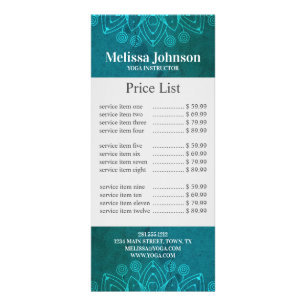Blue Mandala Yoga Meditation Business Rack Card