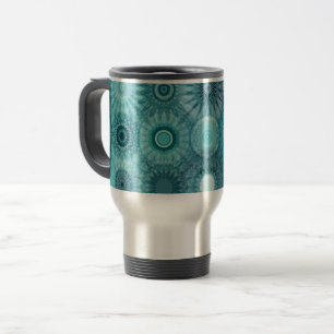 Blue Mandalas Abstract Ornate Pattern Travel Mug