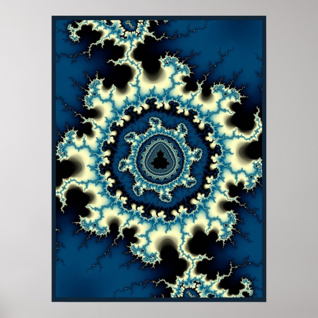 Blue Mandelbrot Fractal Poster (Front)